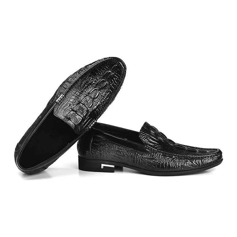 AlliLux Exotic Leather Slip-On Casual Loafers