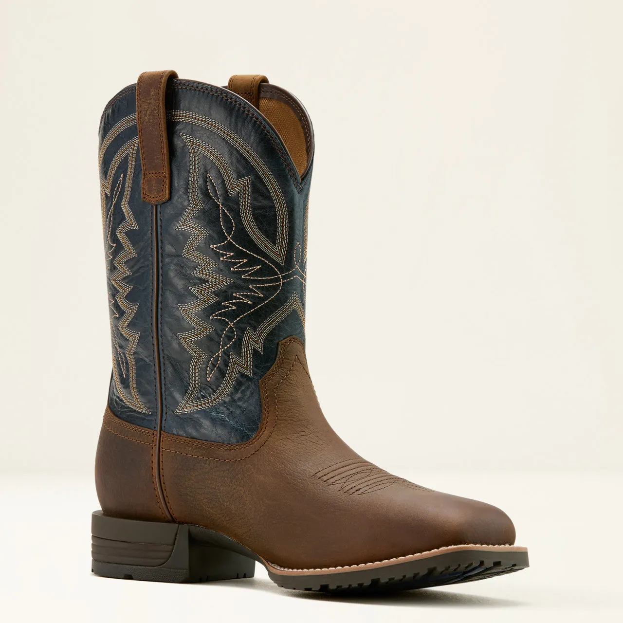 Ariat Men's Taupe & Dark Denim Hybrid Ranchwork H2O Wide Square Toe Cowboy Boots 10061232