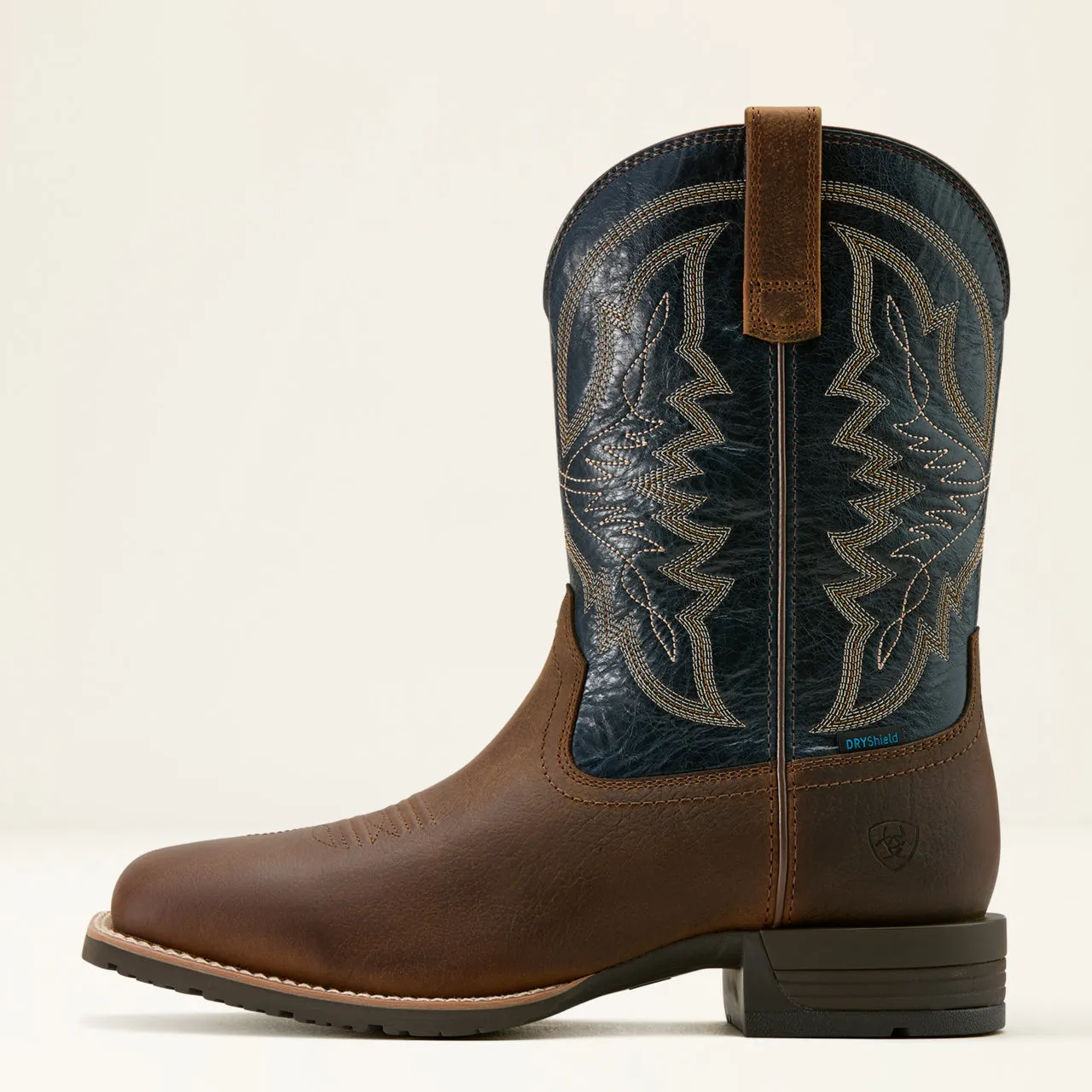 Ariat Men's Taupe & Dark Denim Hybrid Ranchwork H2O Wide Square Toe Cowboy Boots 10061232