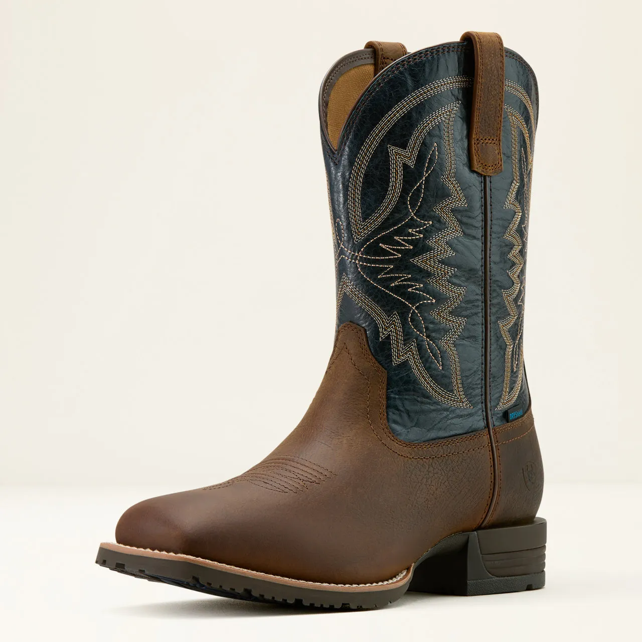 Ariat Men's Taupe & Dark Denim Hybrid Ranchwork H2O Wide Square Toe Cowboy Boots 10061232