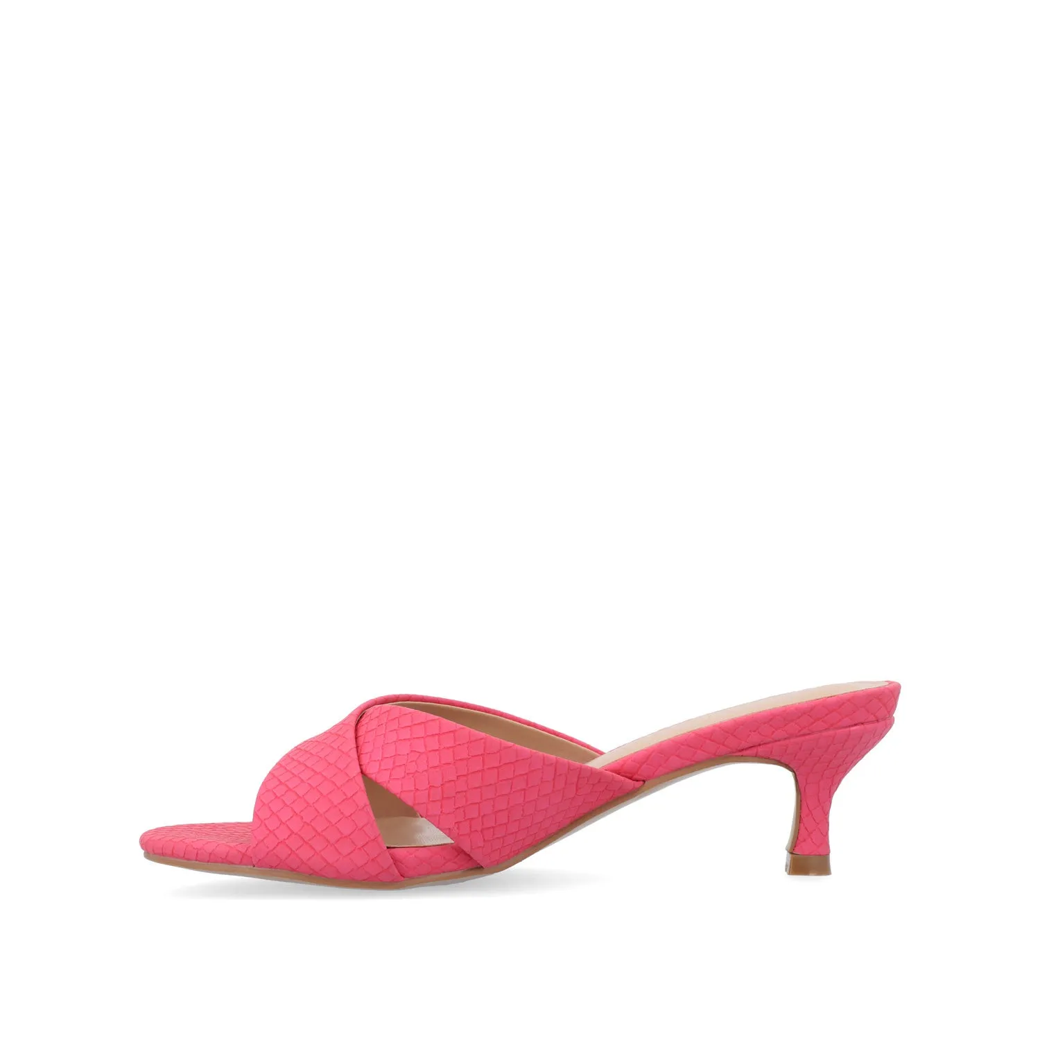 BERKLY KITTEN HEEL MULES IN FAUX LEATHER