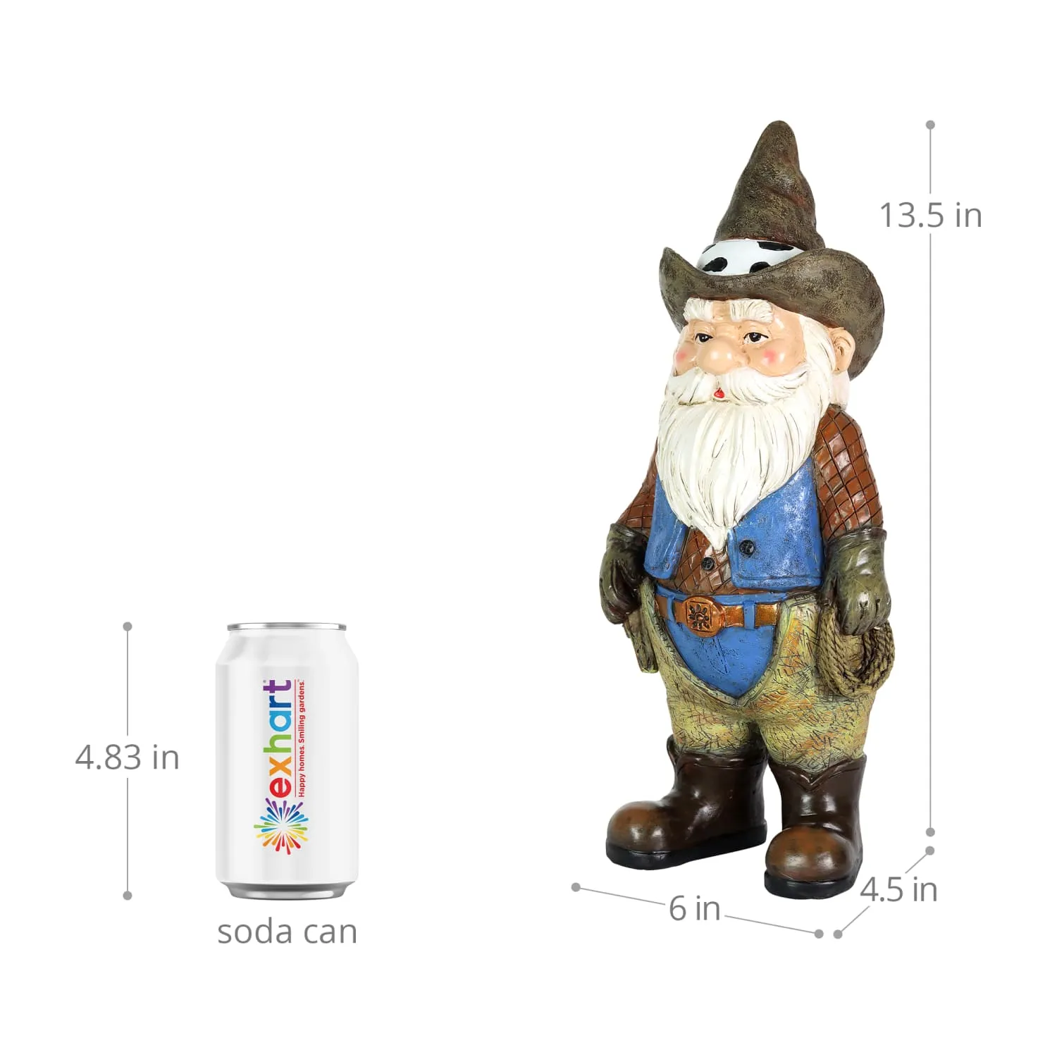 Bronco Billy Cowboy Gnome Garden Statue, 6 by 13.5 Inches
