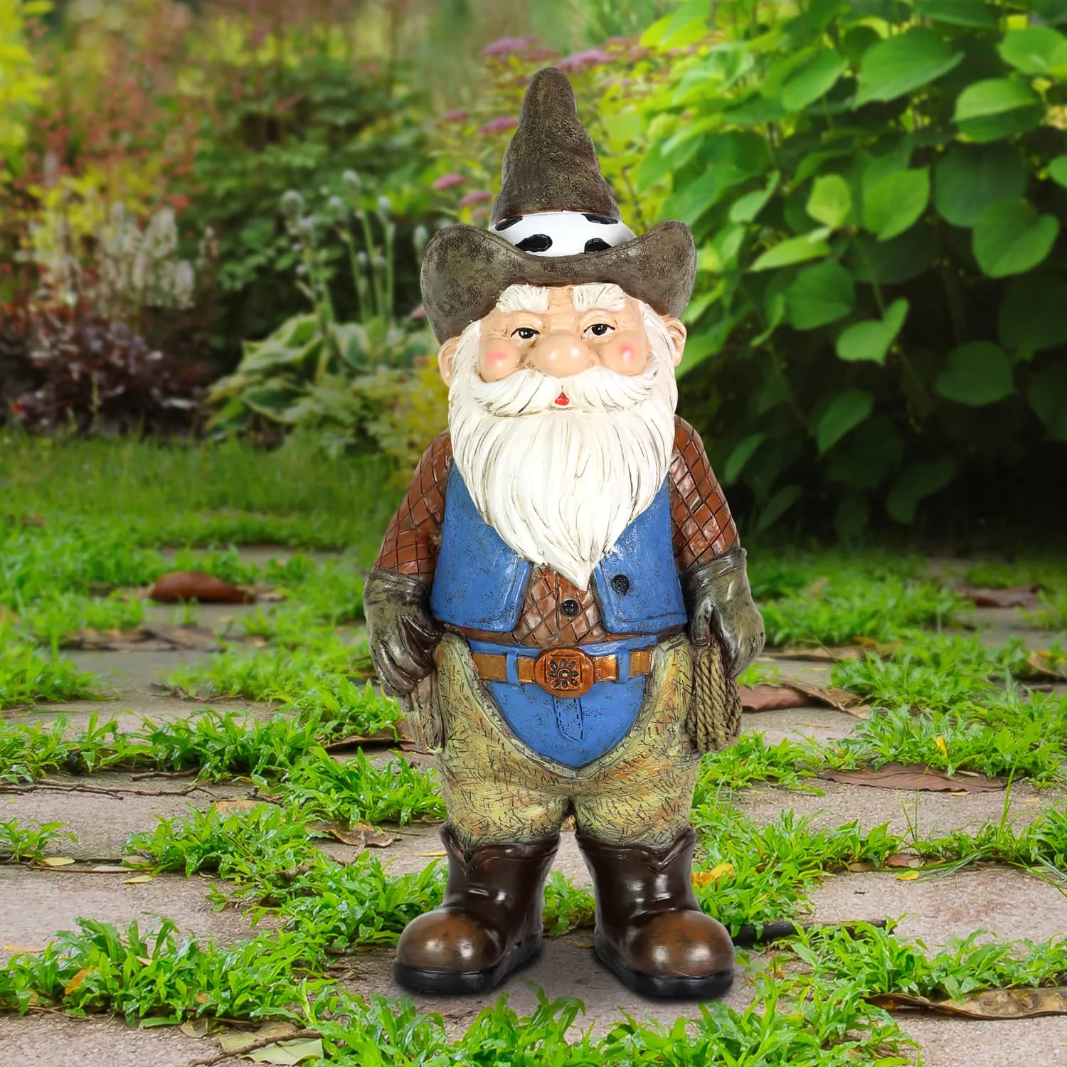 Bronco Billy Cowboy Gnome Garden Statue, 6 by 13.5 Inches
