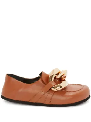 Chain Leather Loafer in Brown