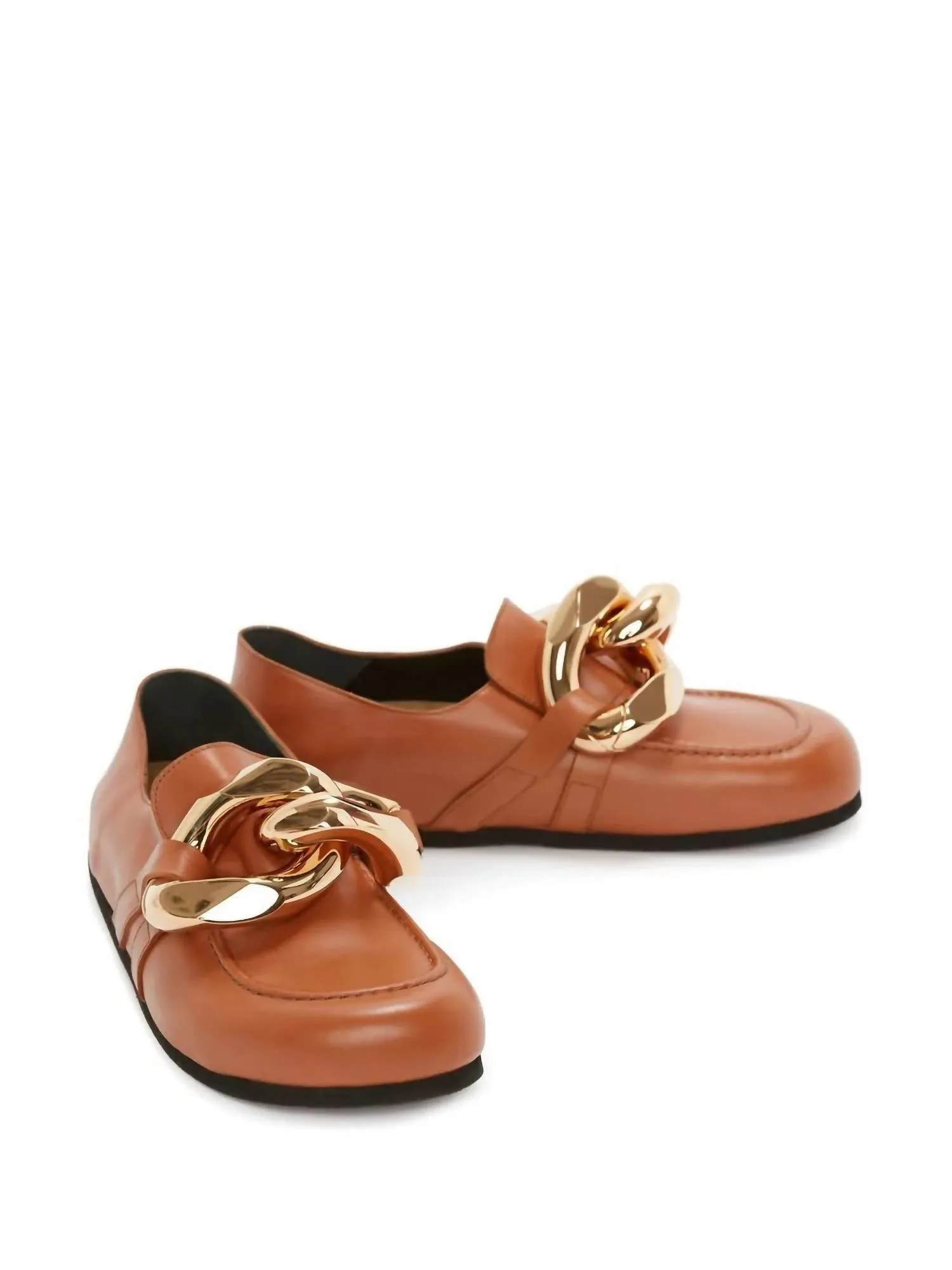 Chain Leather Loafer in Brown