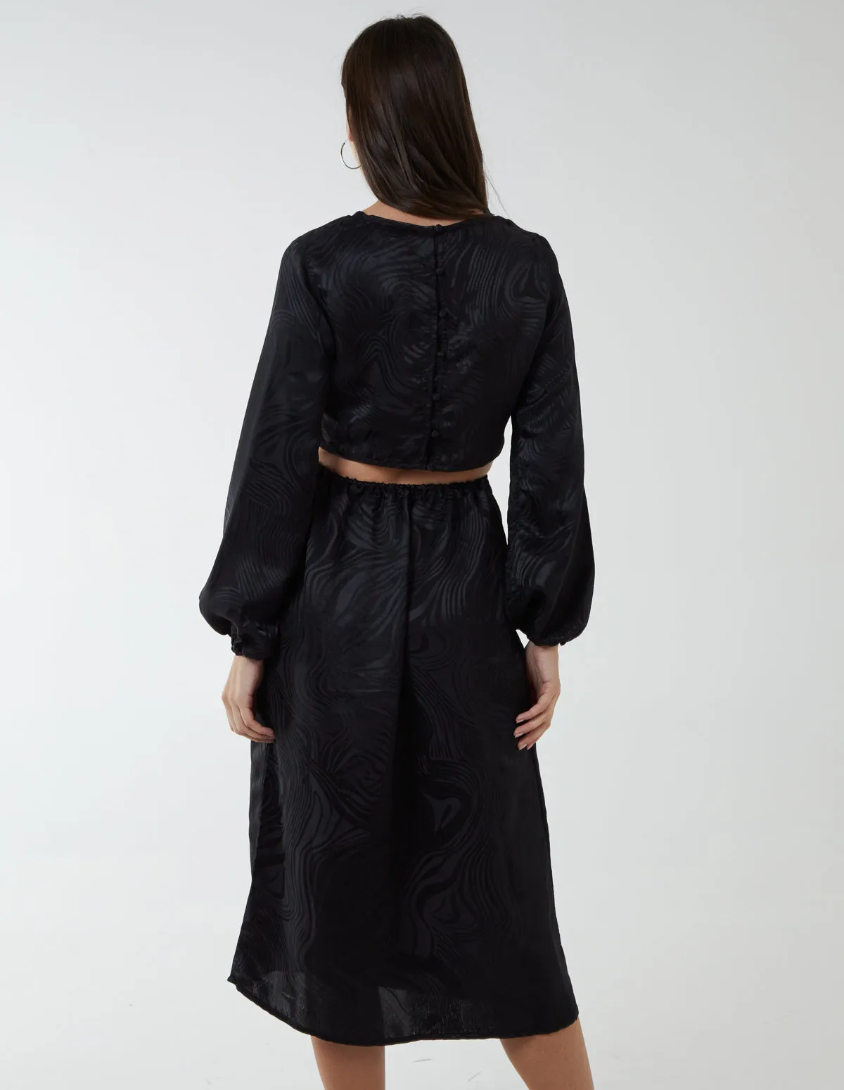 Crew Neck Cut Out Midi Dress