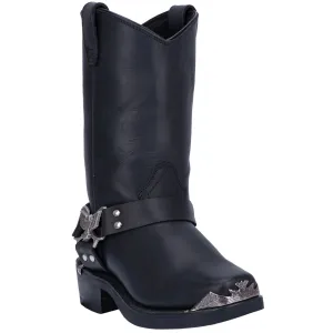 Dingo Men's Chopper Black Leather Harness Boots DI19053