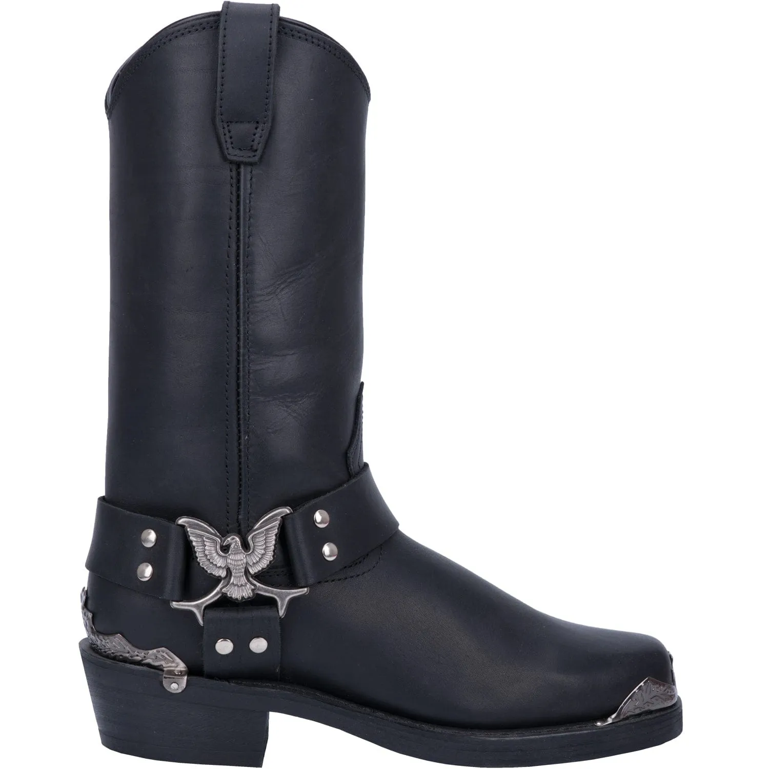 Dingo Men's Chopper Black Leather Harness Boots DI19053