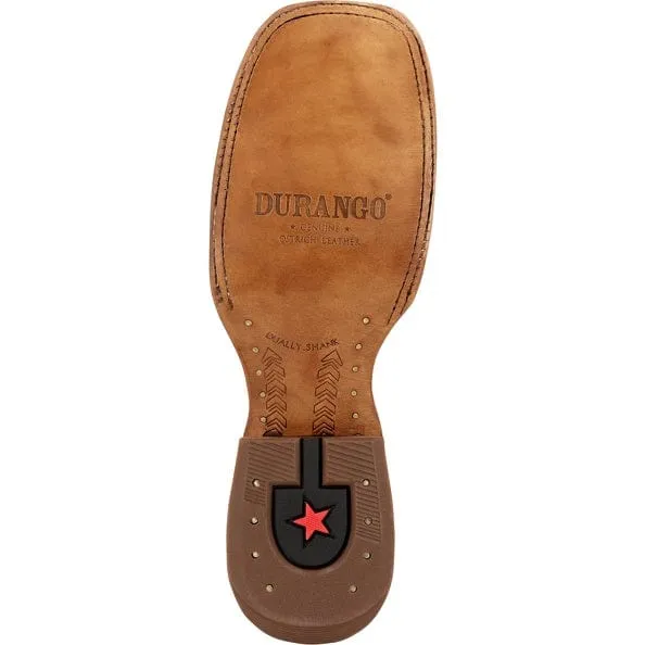 Durango Men's PRCA Full Quill Ostrich Square Toe Exotic Western Boots DDB0472