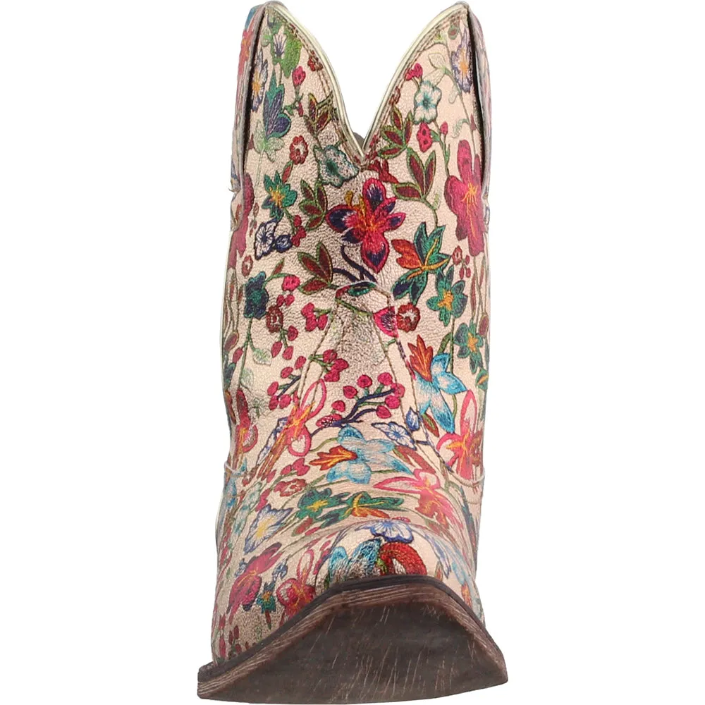 Ingrid Floral Metallic Snip Toe Cowboy Booties