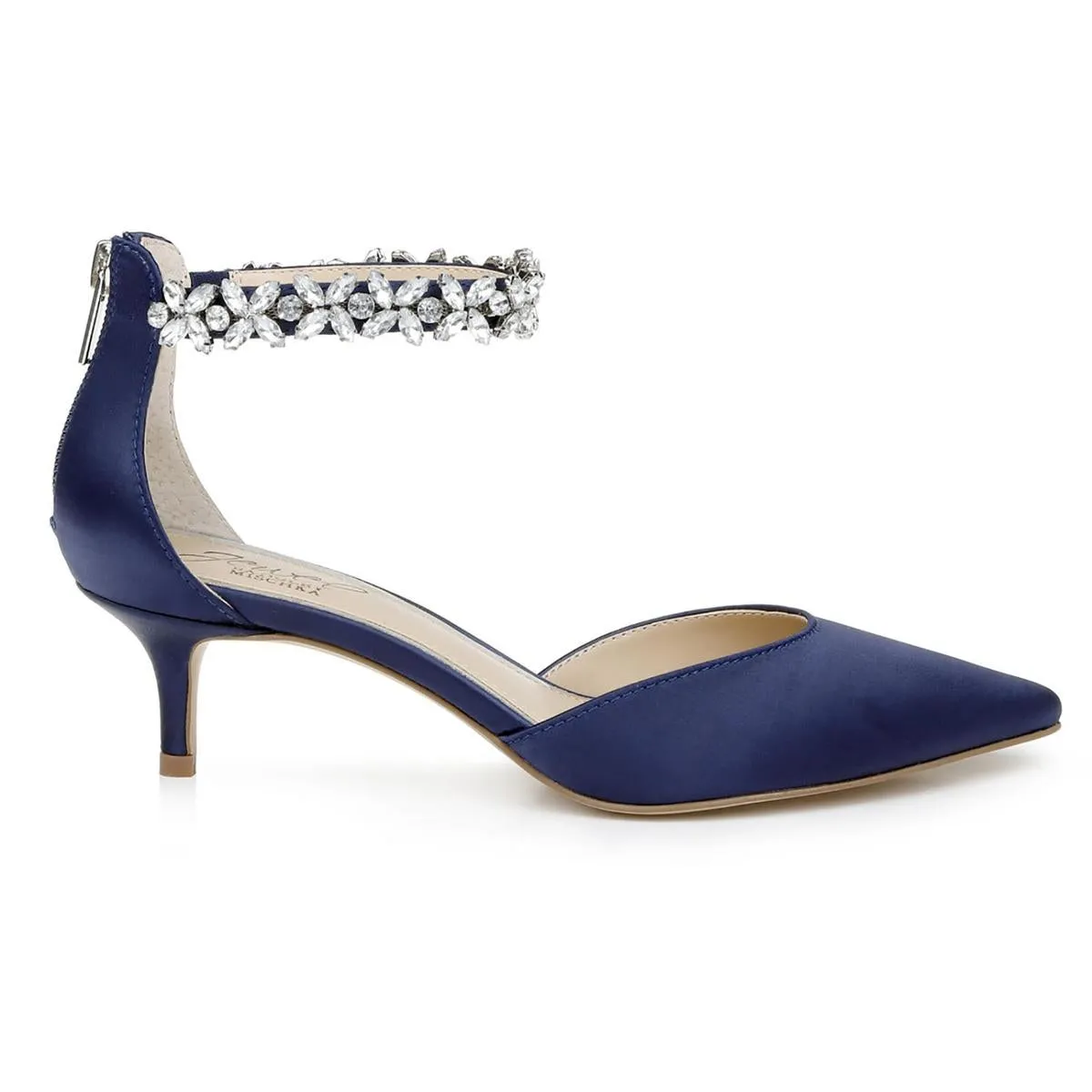 Jewel Badgley Mischka Womens Robles Metallic Evening Kitten Heels