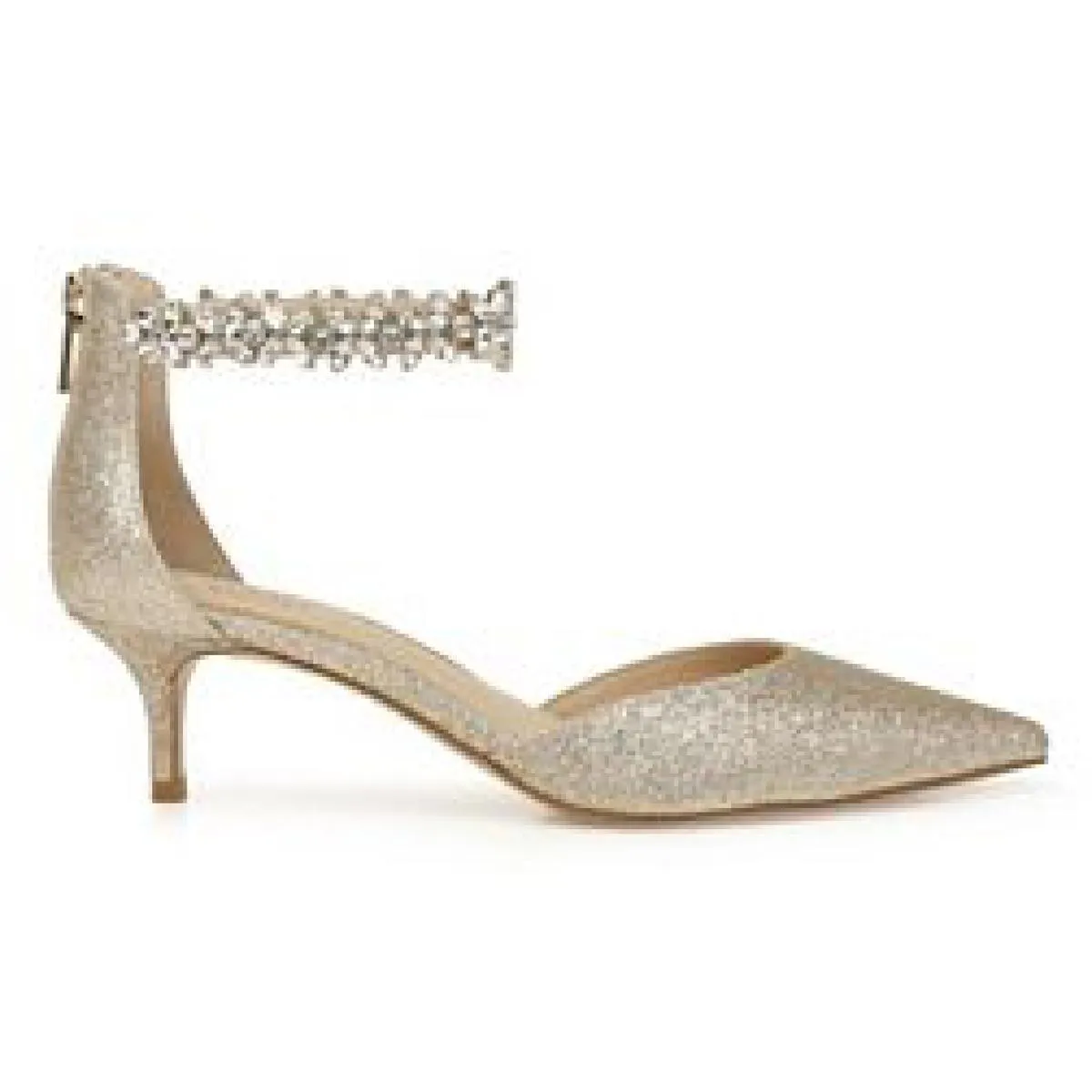 Jewel Badgley Mischka Womens Robles Metallic Evening Kitten Heels