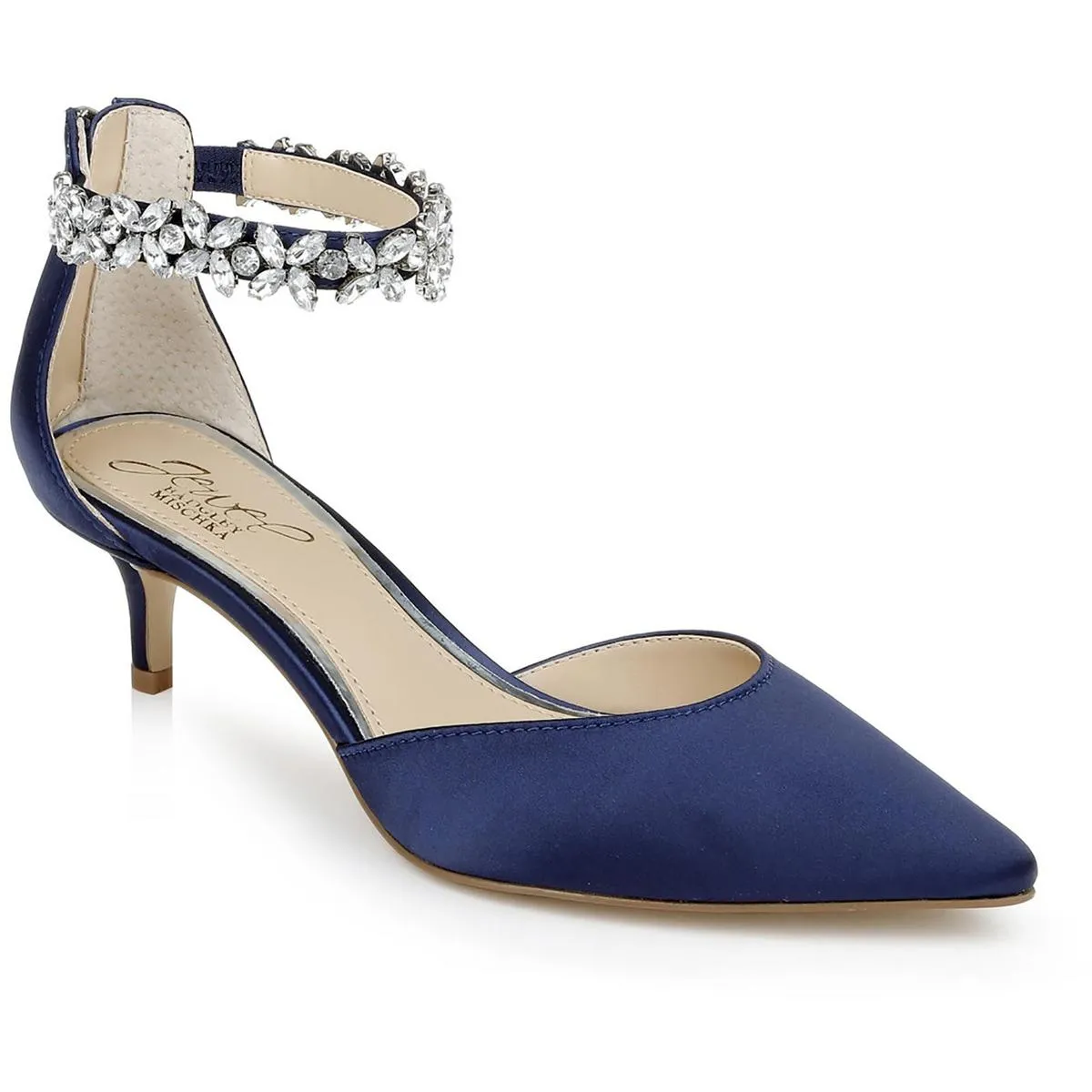 Jewel Badgley Mischka Womens Robles Metallic Evening Kitten Heels