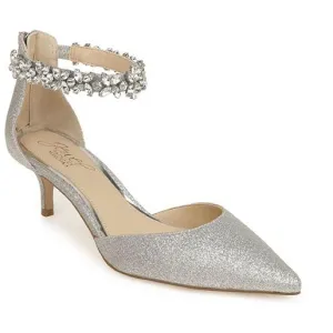 Jewel Badgley Mischka Womens Robles Metallic Evening Kitten Heels