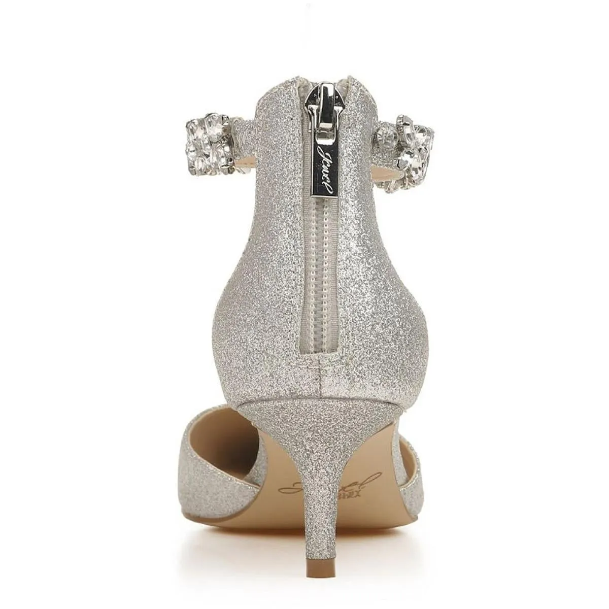 Jewel Badgley Mischka Womens Robles Metallic Evening Kitten Heels