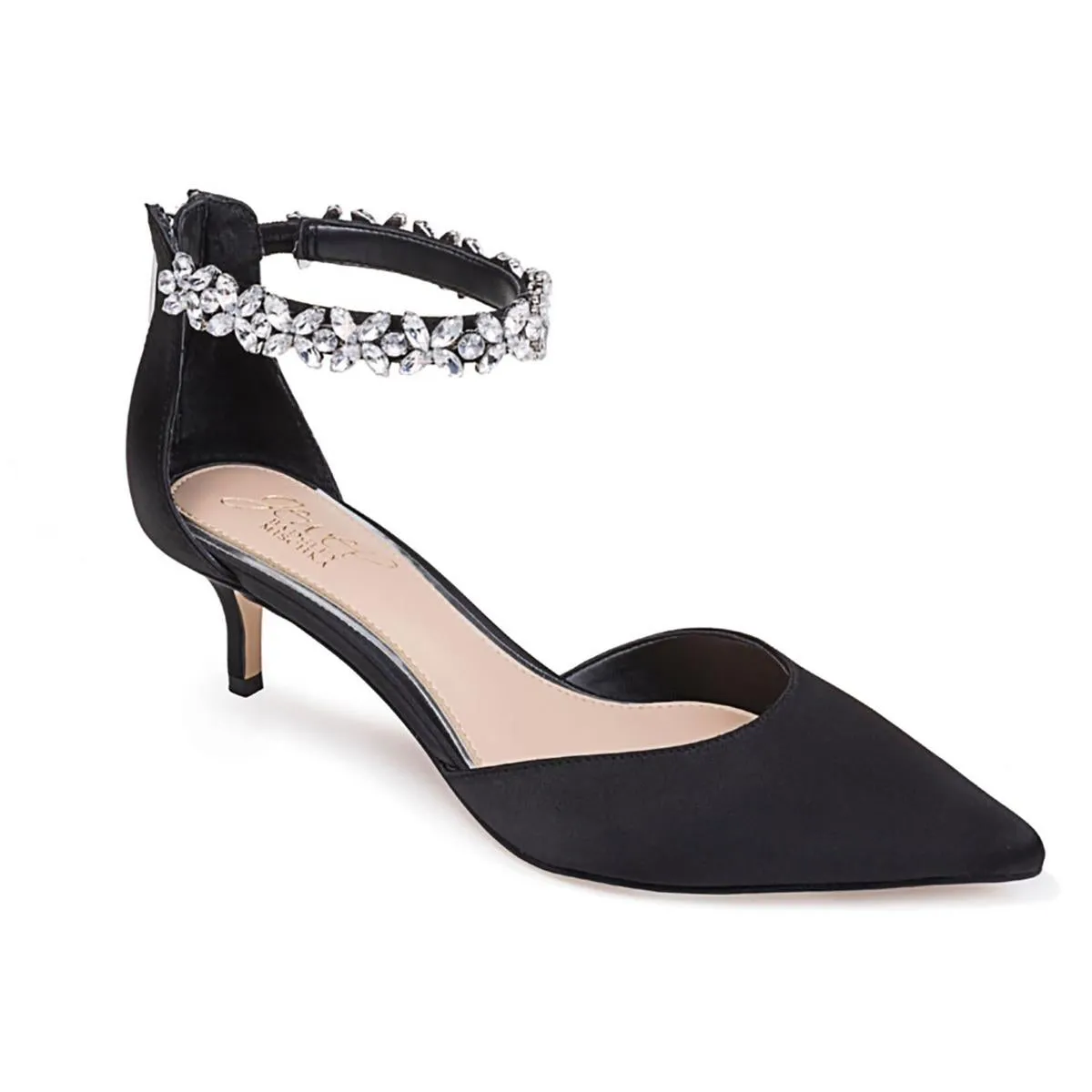 Jewel Badgley Mischka Womens Robles Metallic Evening Kitten Heels