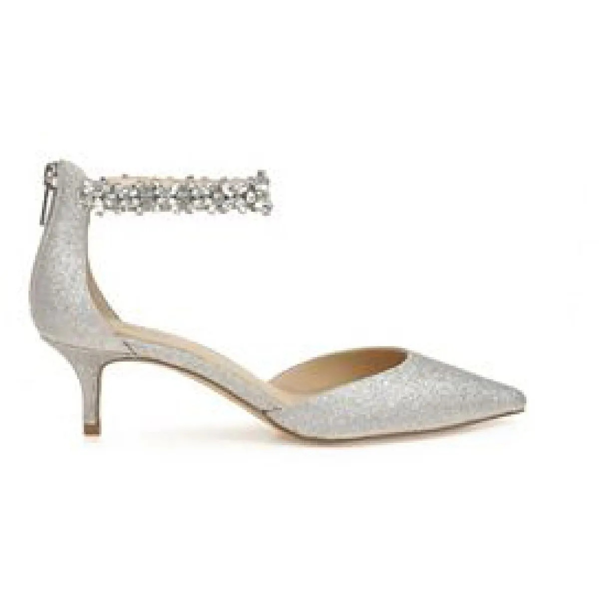 Jewel Badgley Mischka Womens Robles Metallic Evening Kitten Heels