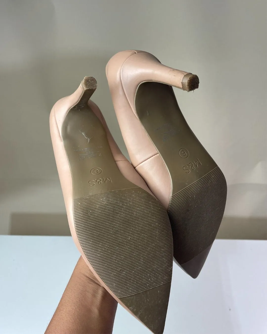 M&S Pink Kitten Heels in Vegan Leather Size UK 6