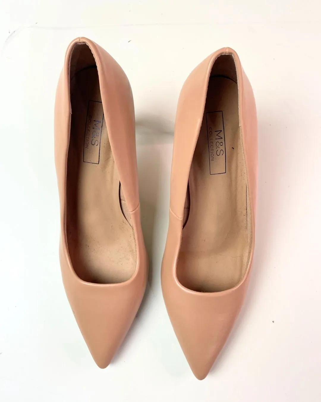 M&S Pink Kitten Heels in Vegan Leather Size UK 6