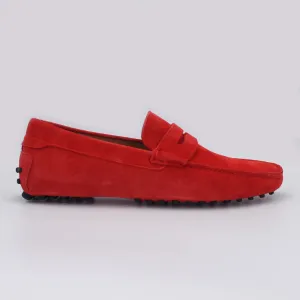 Men's Driver in Calf Leather Suede in Rubino Red (CONU460002)