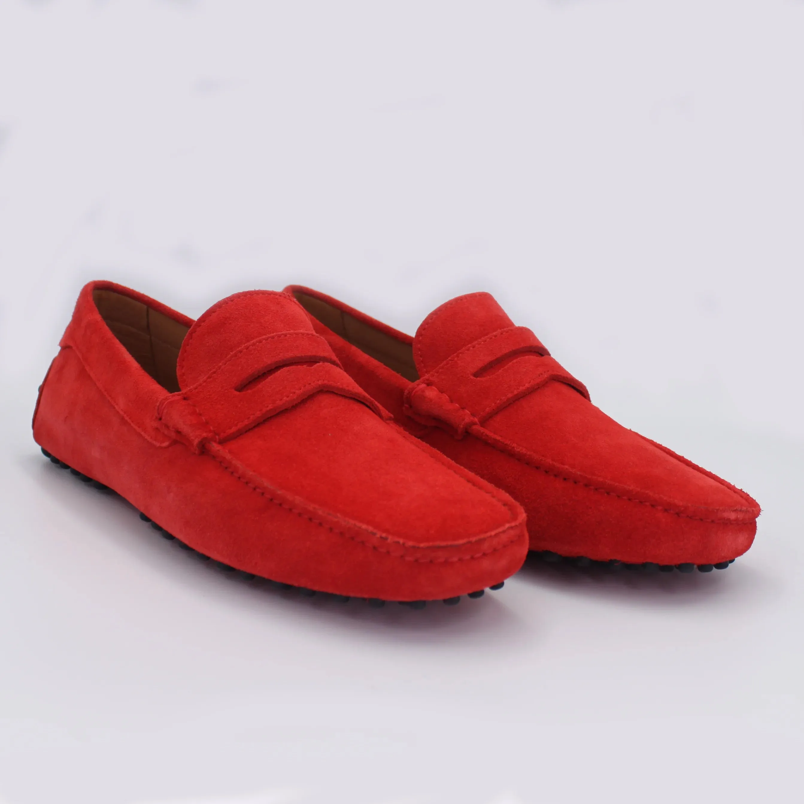 Men's Driver in Calf Leather Suede in Rubino Red (CONU460002)
