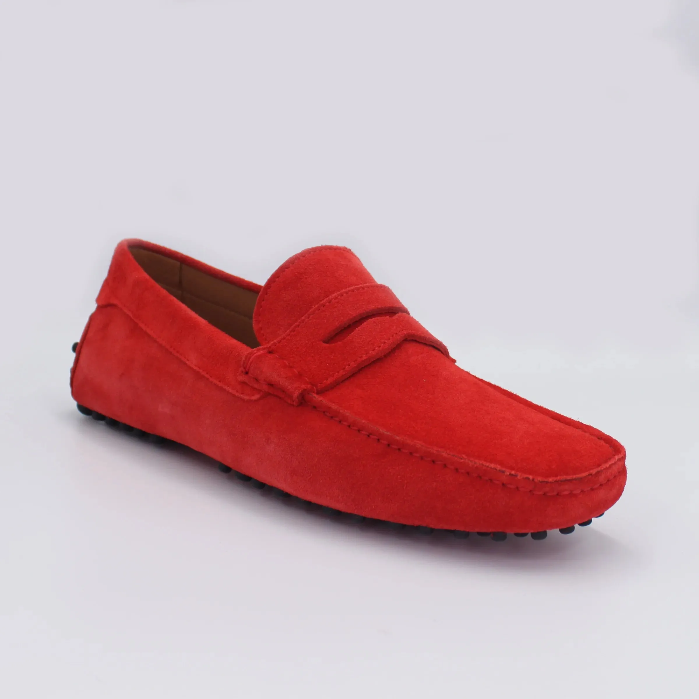 Men's Driver in Calf Leather Suede in Rubino Red (CONU460002)