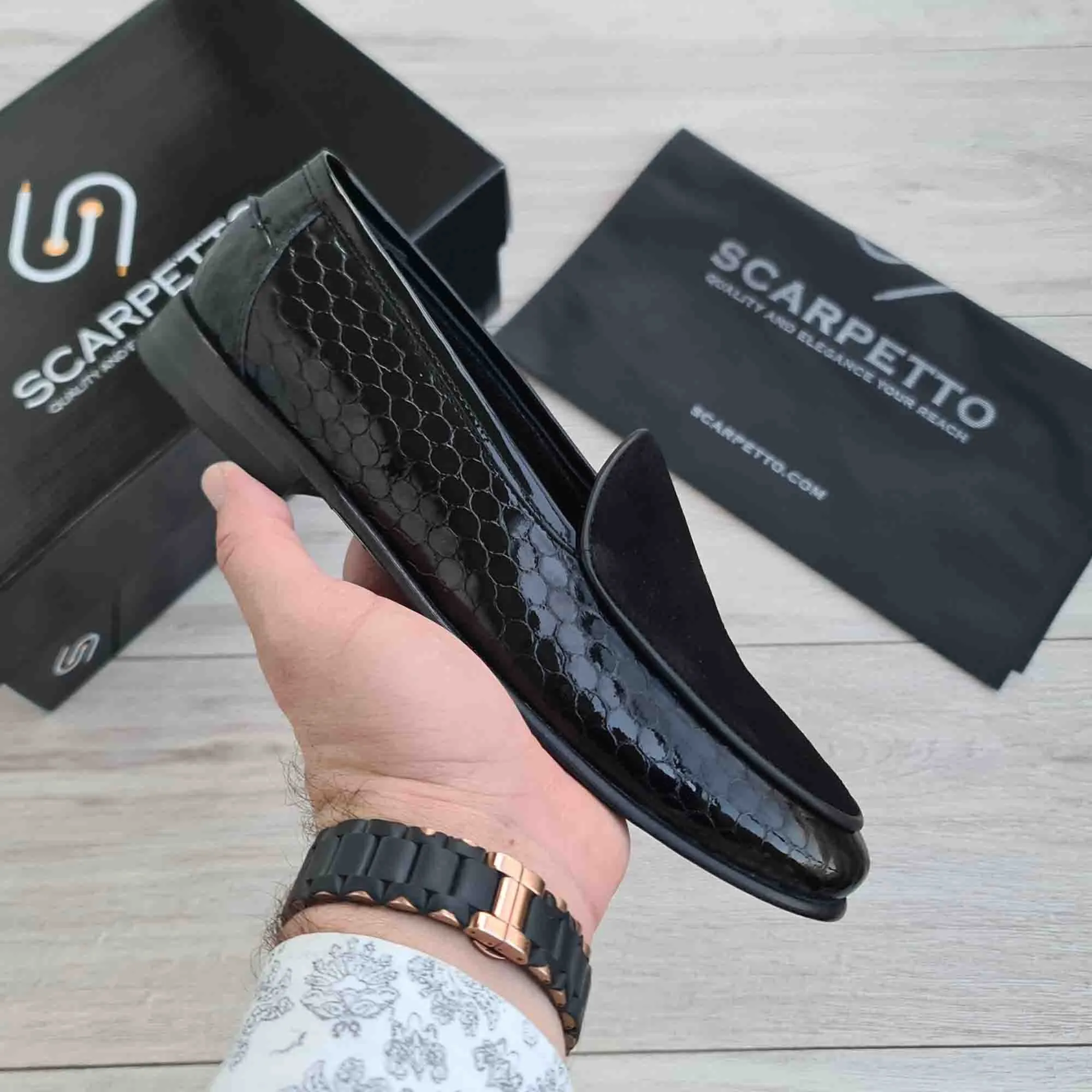 Men's Patent Suede Leather Loafers