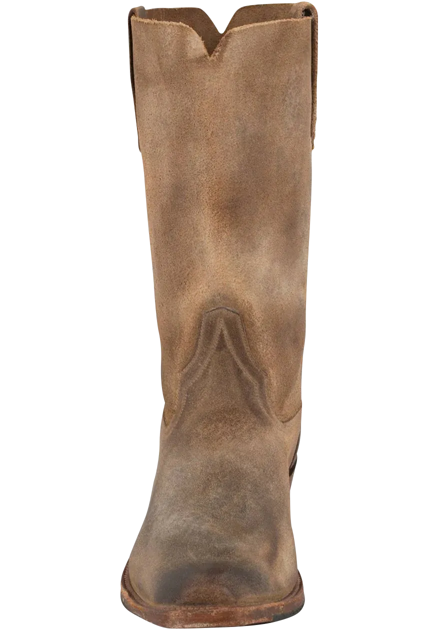 Rios of Mercedes Cowhide Suede Cowboy Boots - Distressed Sahara
