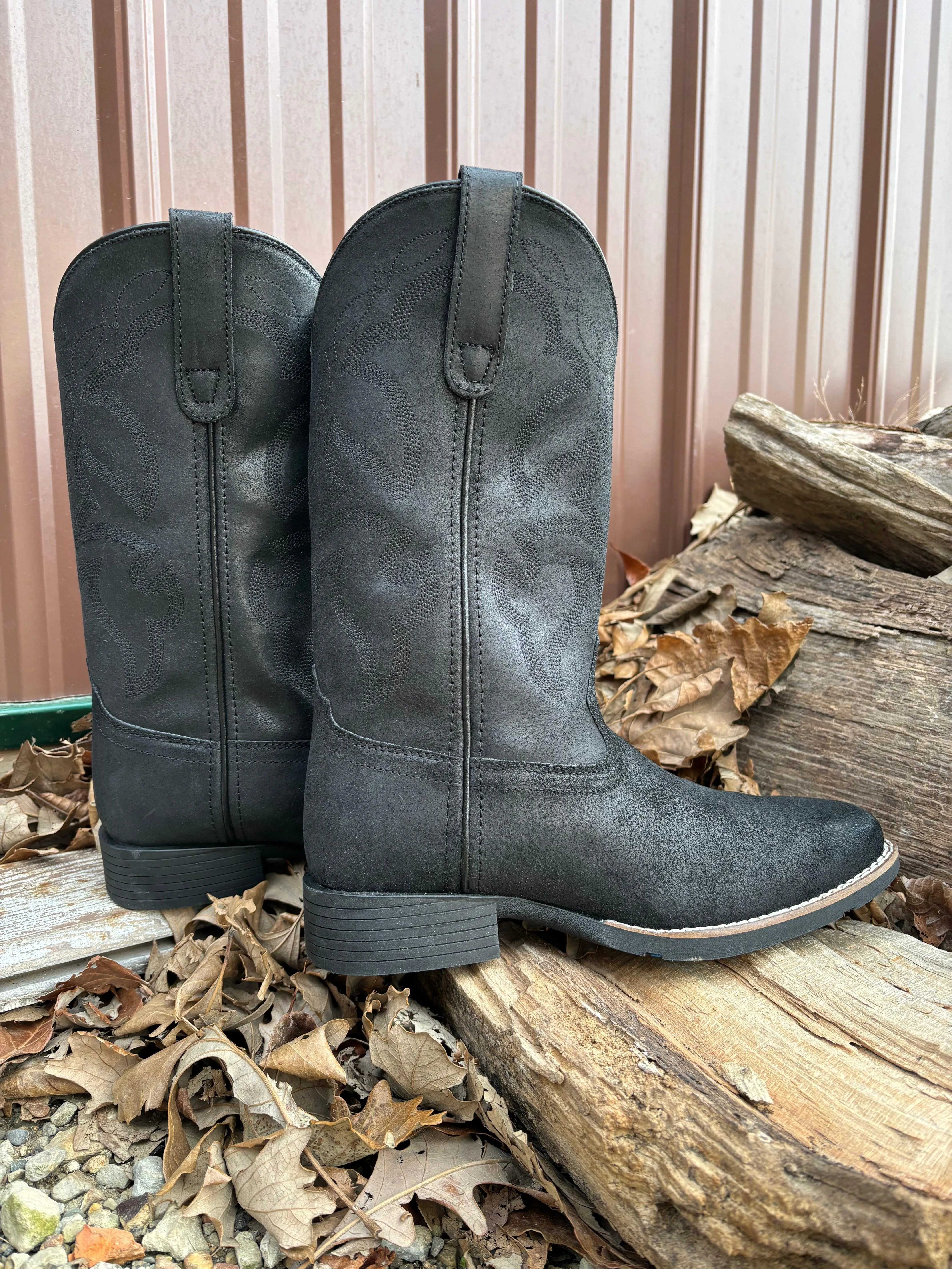 Roper Men's Black Monterey Oiled Suede Cowboy Boots 0904-3314
