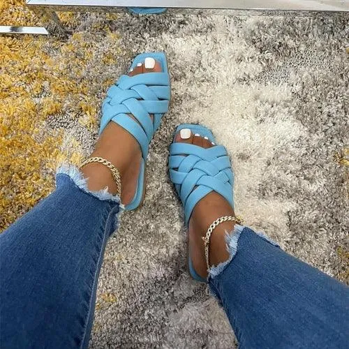 Summer Casual Outdoor Leather Flat Women Slippers...
