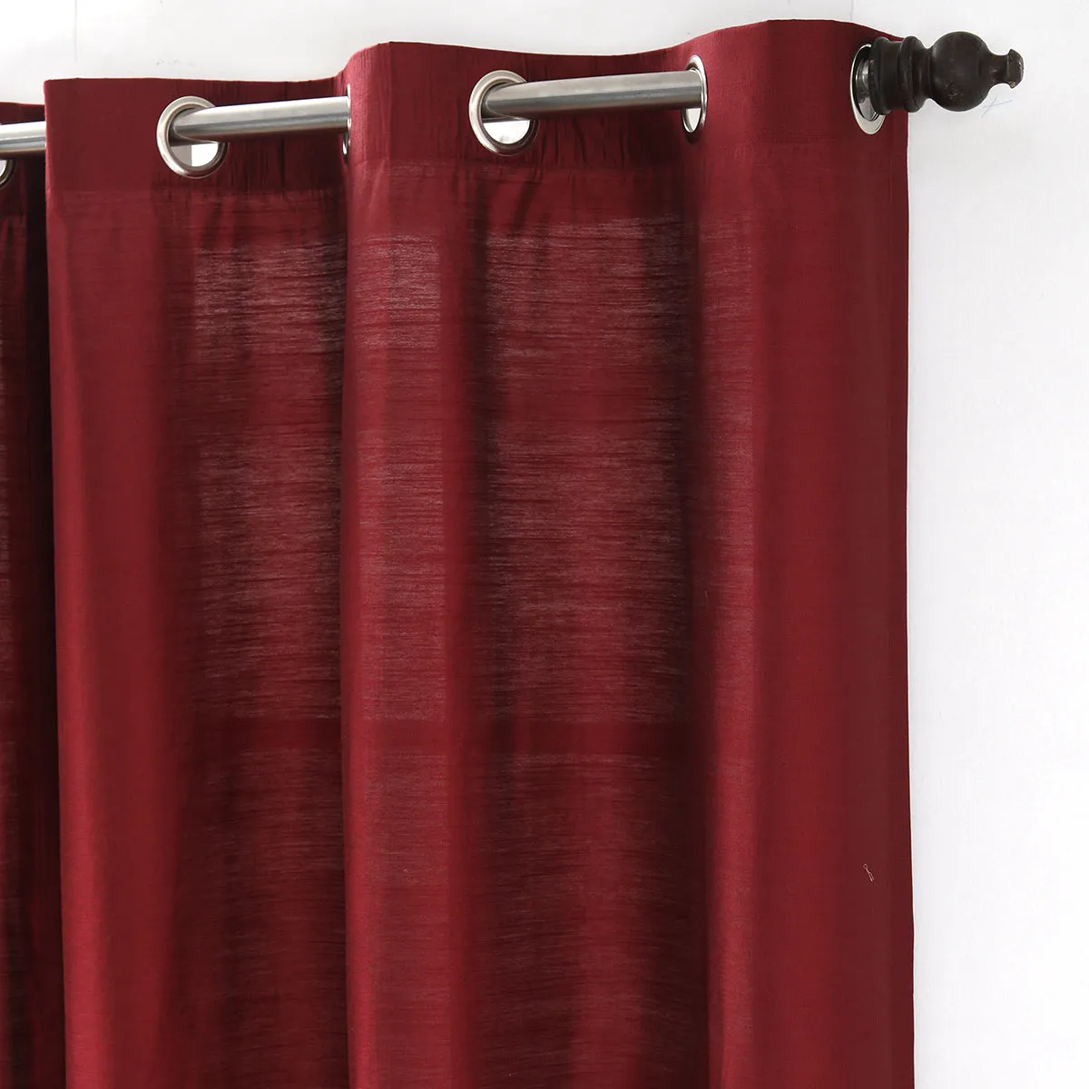 Tewly Tex Solid 2PC Red Curtain Set